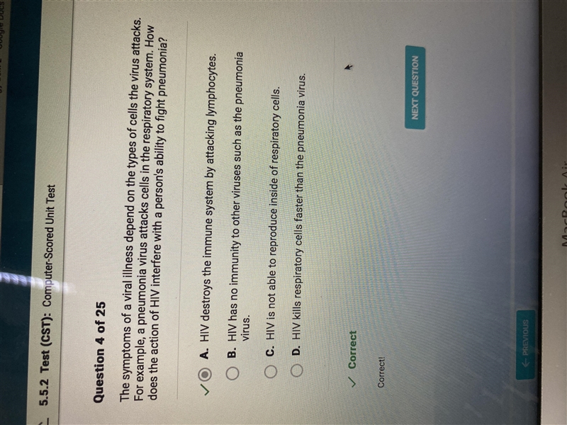 Question 25 of 25 The symptoms of a viral illness depend on the types of cells the-example-1