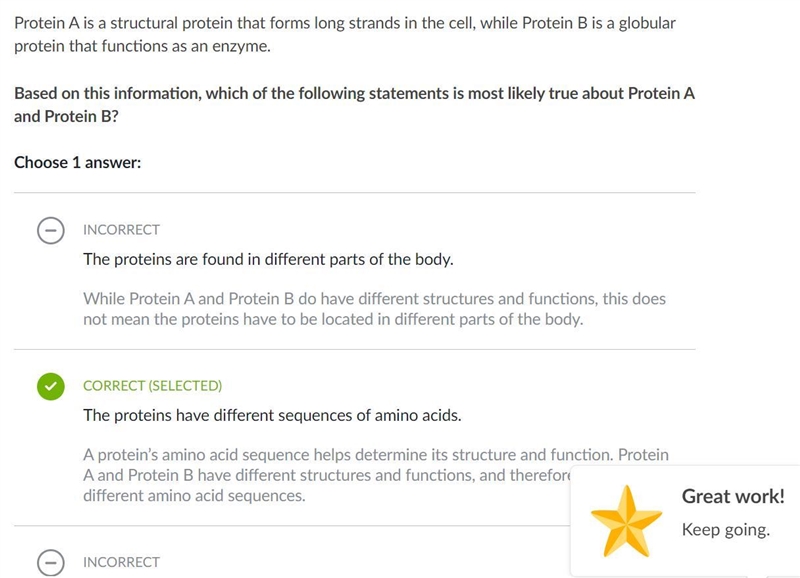 Protein A is a structural protein that forms long strands in the cell, while Protein-example-1