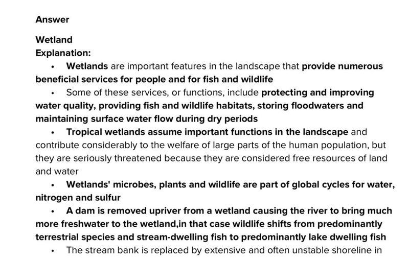 A dam is removed upriver from a wetland causing the river to bring much more freshwater-example-1