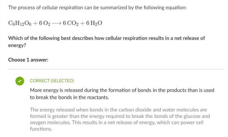 How does cellular respiration result in a net release of energy?-example-1