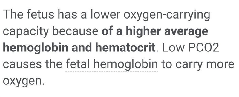 Which characteristics allow the fetus to thrive despite a lower-than-average blood-example-1