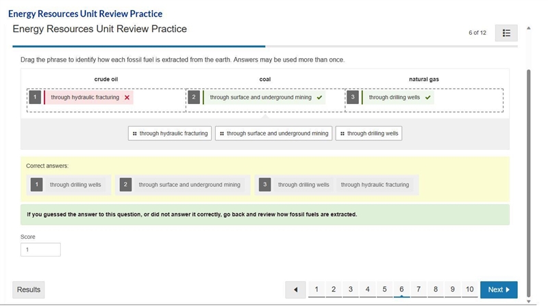 HELP!! Drag the phrase to identify how each fossil fuel is extracted from the earth-example-1
