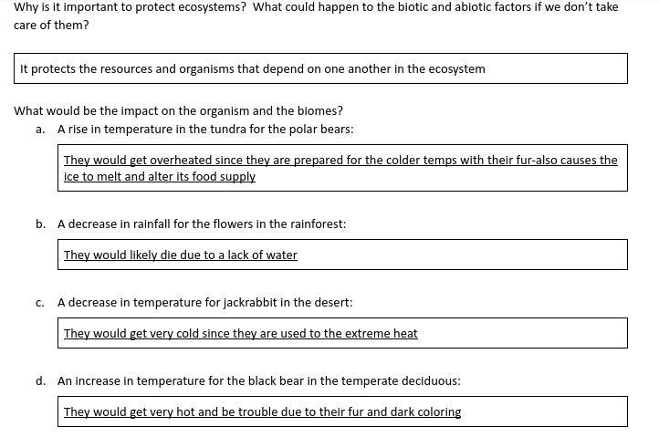 Why is it important to protect ecosystems? What could happen to the biotic and abiotic-example-1