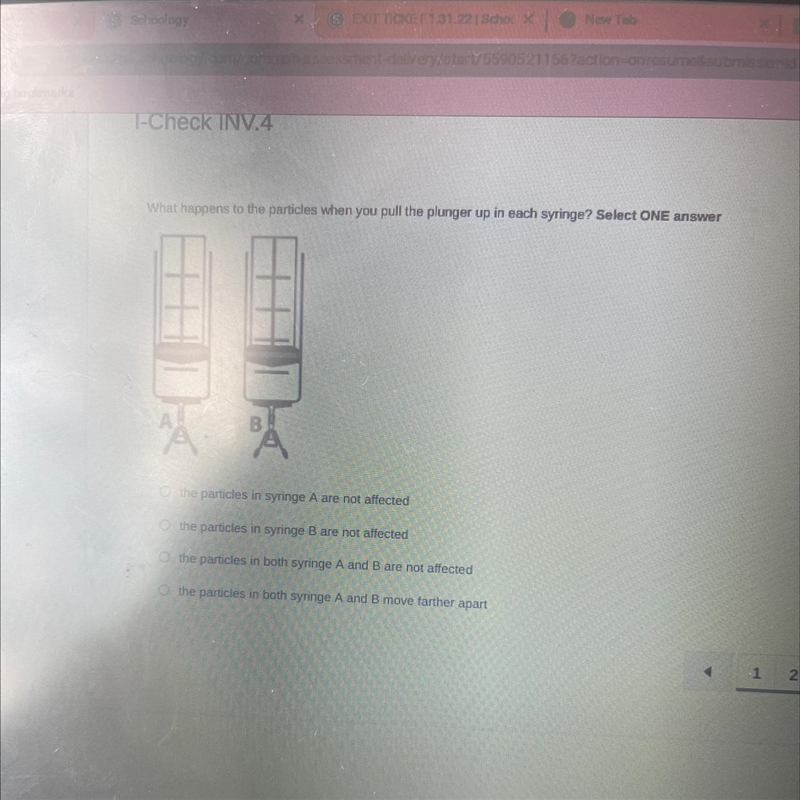 What happens to the particles when you pull the plunger up in each syringe-example-1