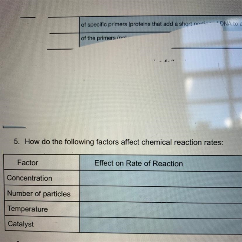 How do the following factors affect chemical reaction rates: Concentration Number-example-1