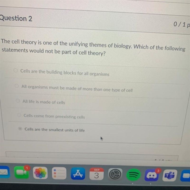 The cell theory is one of the unifying themes of biology. Which of the following statements-example-1