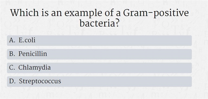 Which is an example of Gram-positive bacteria-example-1