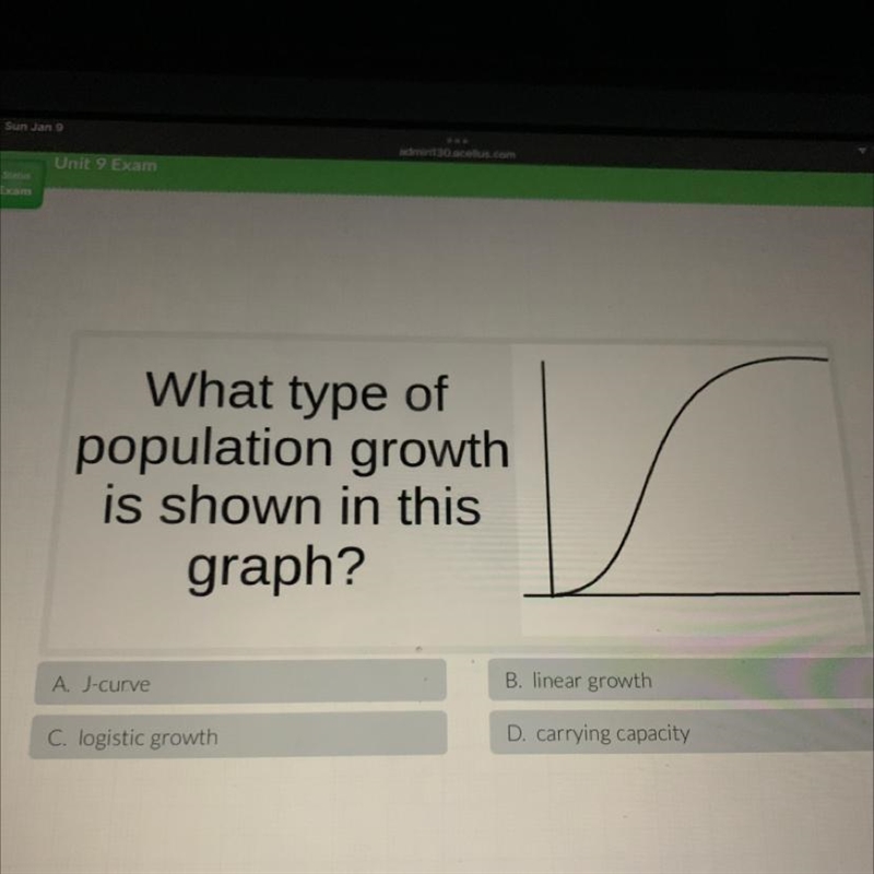 What type of population growth is shown in this graph? A. J-curve B. linear growth-example-1