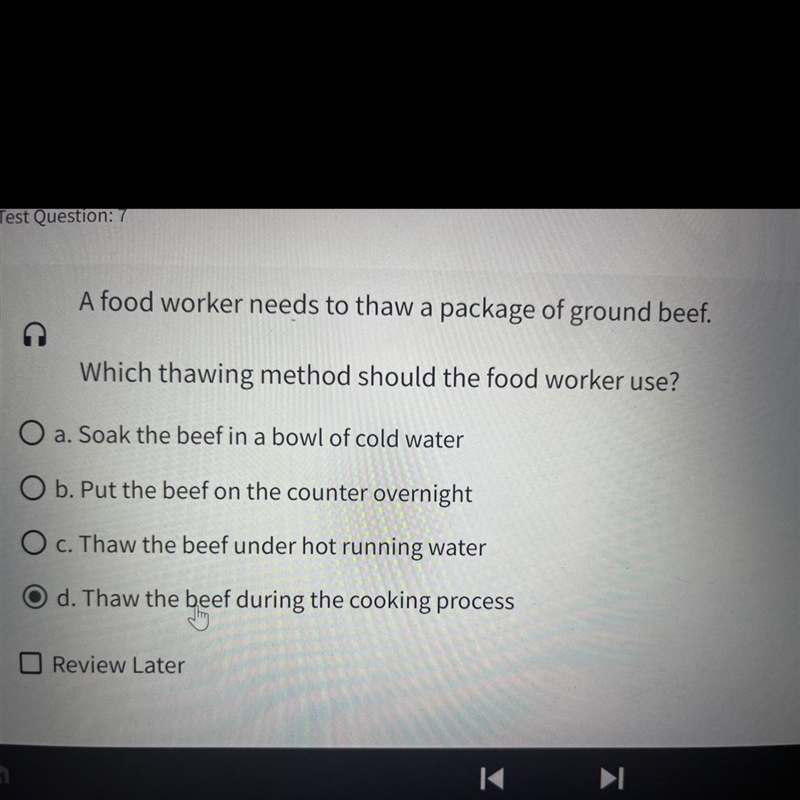 A food worker needs to thaw a package of ground beef-example-1