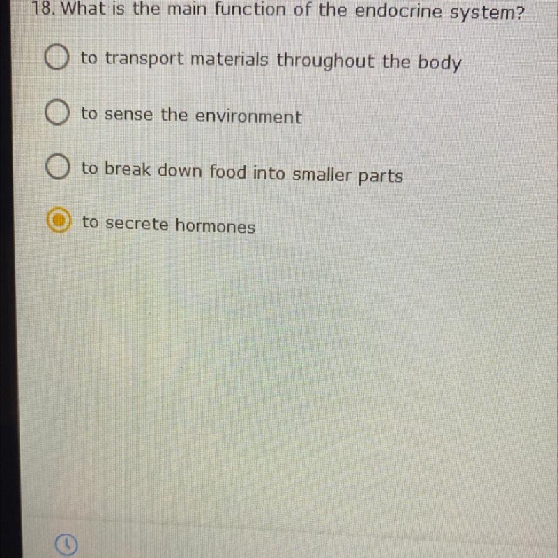 What is the main function of the endocrine system? the options are in the picture-example-1