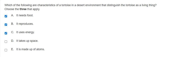 Which of the following are characteristics of a tortoise in a desert environment that-example-1