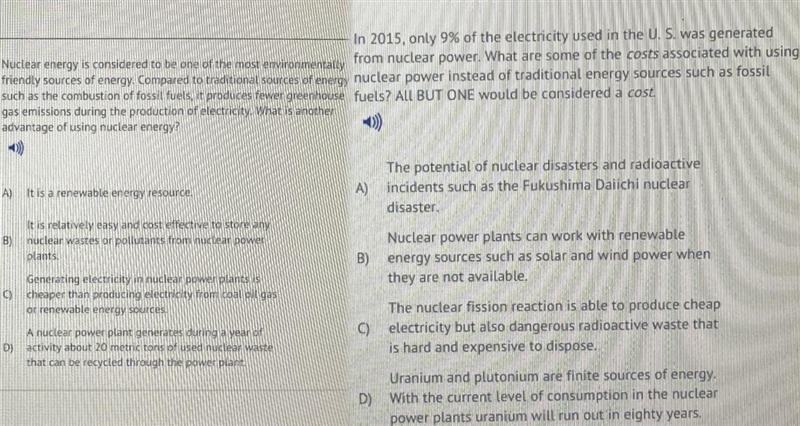 1) Nuclear energy is considered to be one of the most environmentally friendly sources-example-1