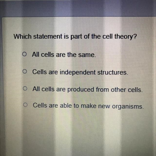 Which statement is part of the cell theory?-example-1