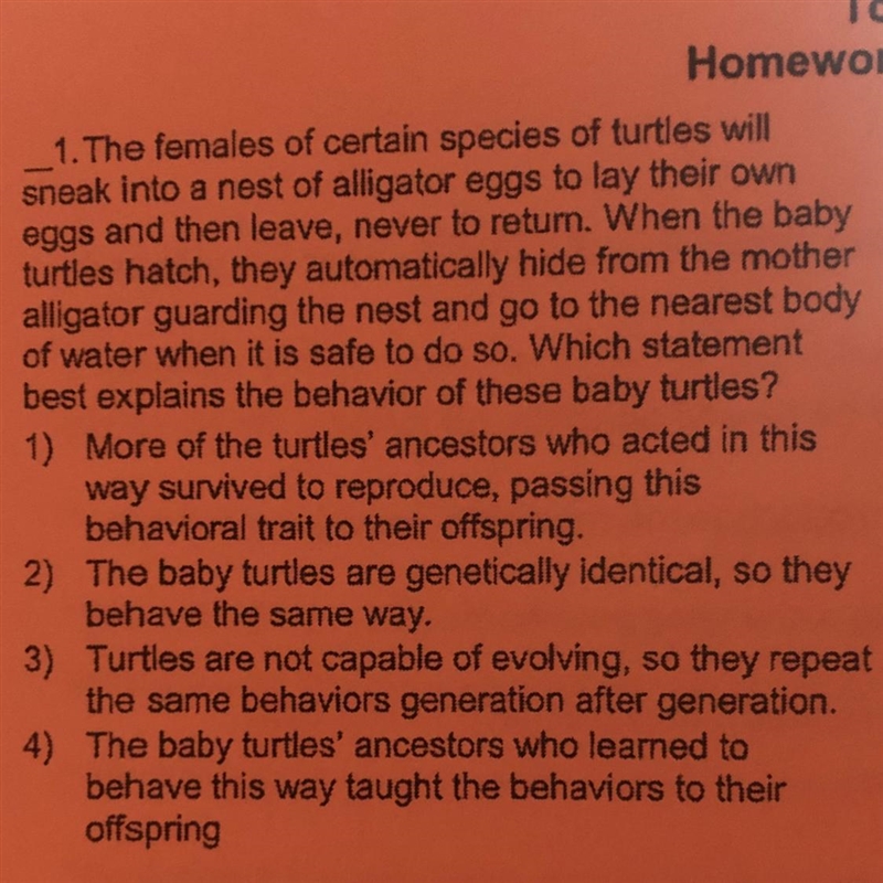 1. The females of certain species of sneak into a nest of alligator eggs to lay their-example-1