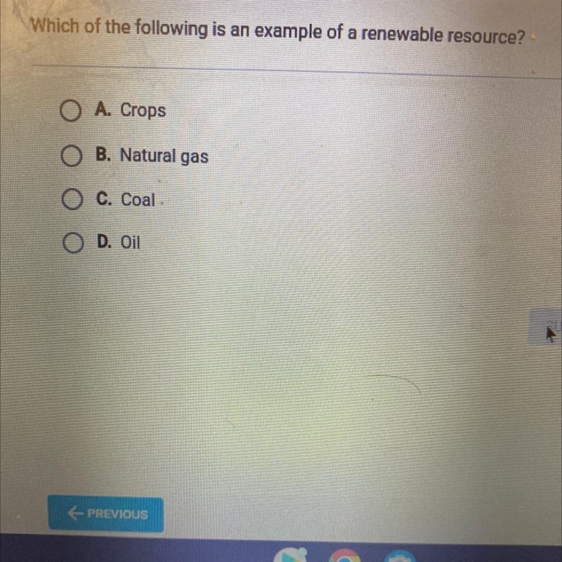 Which of the following is an example of a renewable resource?-example-1