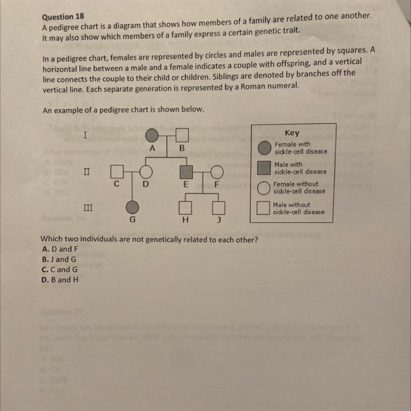 PLEASE HELP ASAP!!!! A pedigree chart is a diagram that shows how members of a family-example-1