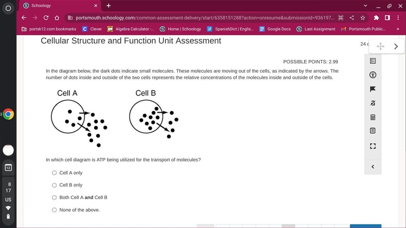 In which cell diagram is ATP being utilized for the transport of molecules?-example-1