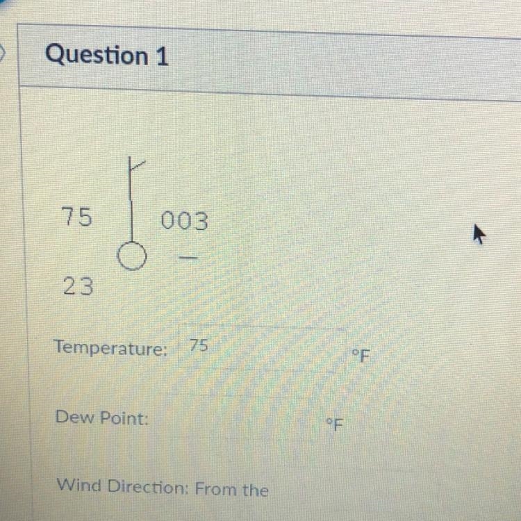 What is the Temperature: Dew Point: Wind Direction: Wind Speed: Cloud Cover: Barometric-example-1