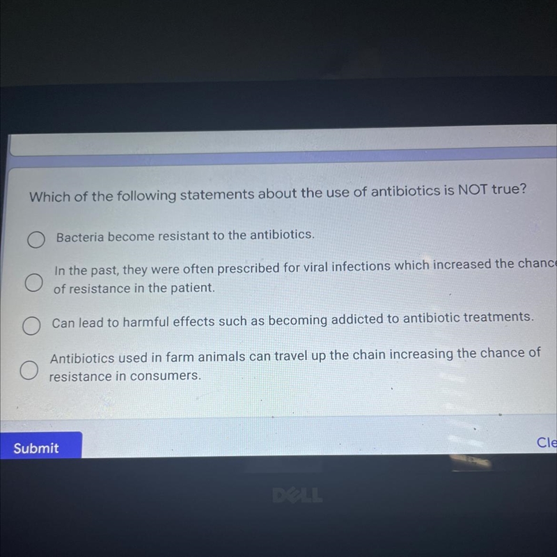 Which of the following statements about the use of antibiotics is NOT true? Bacteria-example-1