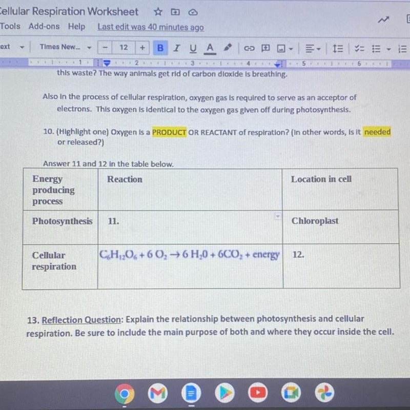 Photosynthesis and what the cellular respiration equation equals-example-1