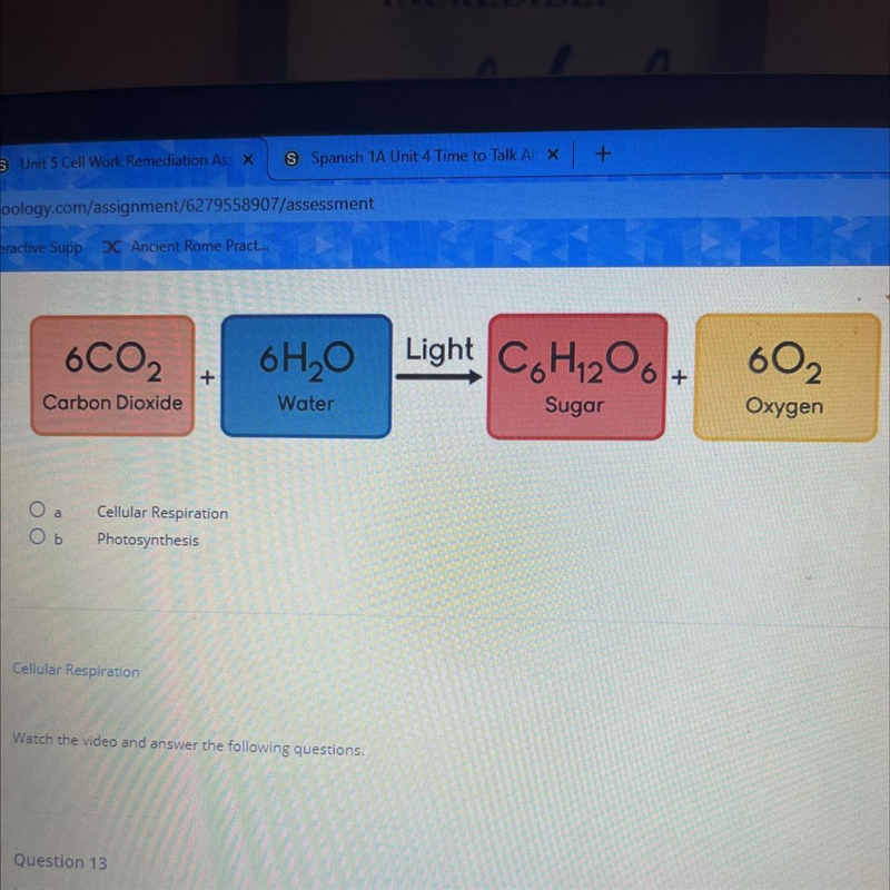 This is the chemical formula for… A. Cellular Respiration B. Photosynthesis-example-1