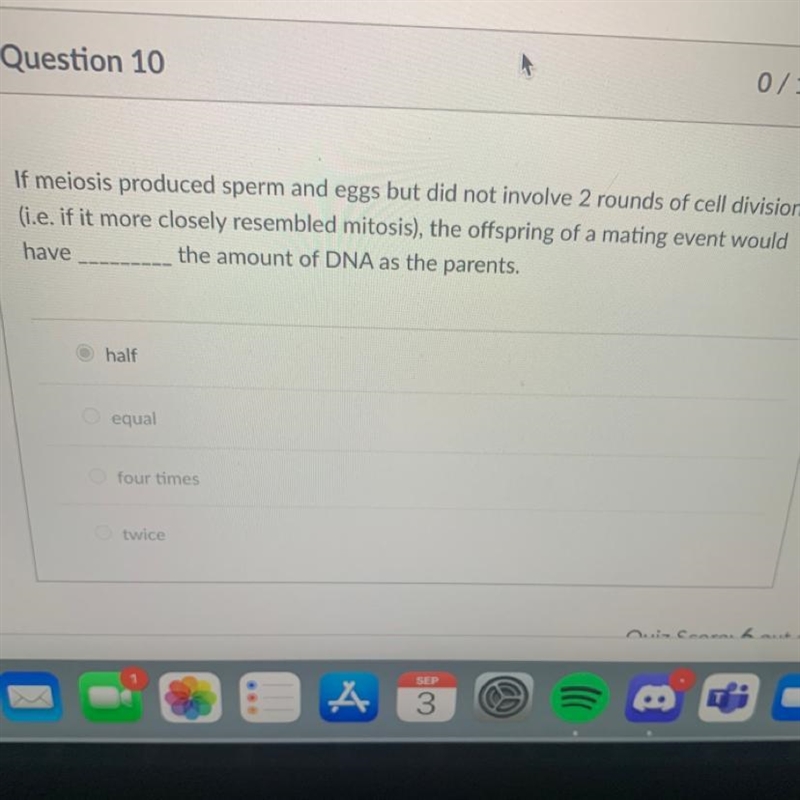 If meiosis produced sperm and eggs but did not involve 2 rounds of cell division (i-example-1