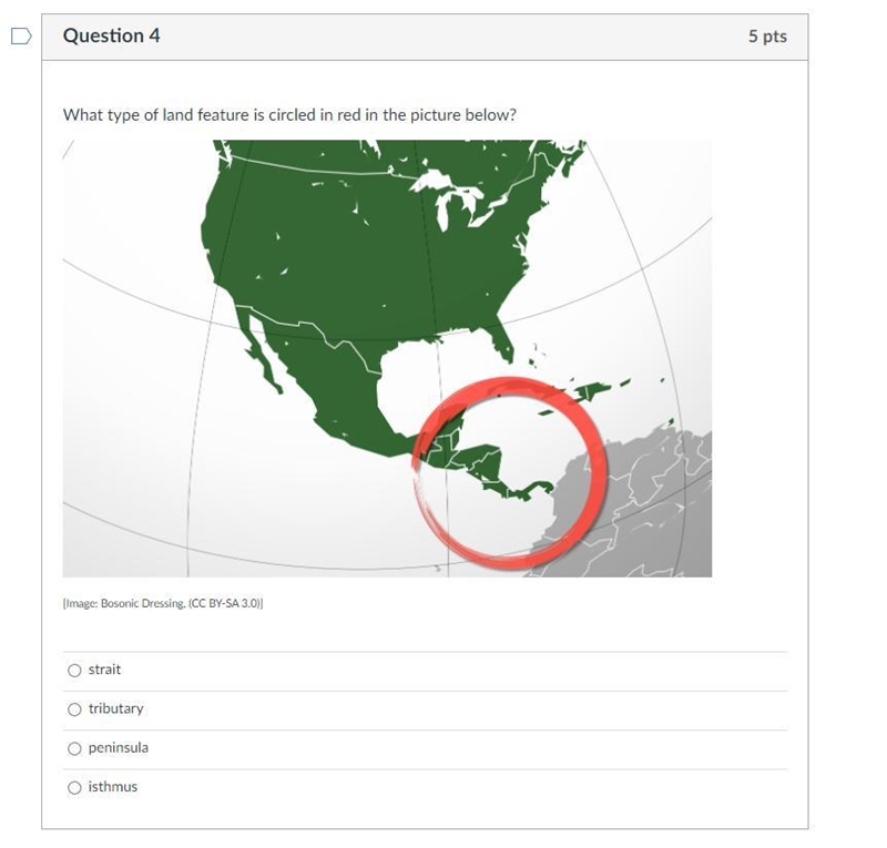 What type of land feature is circled in red in the picture below?-example-1