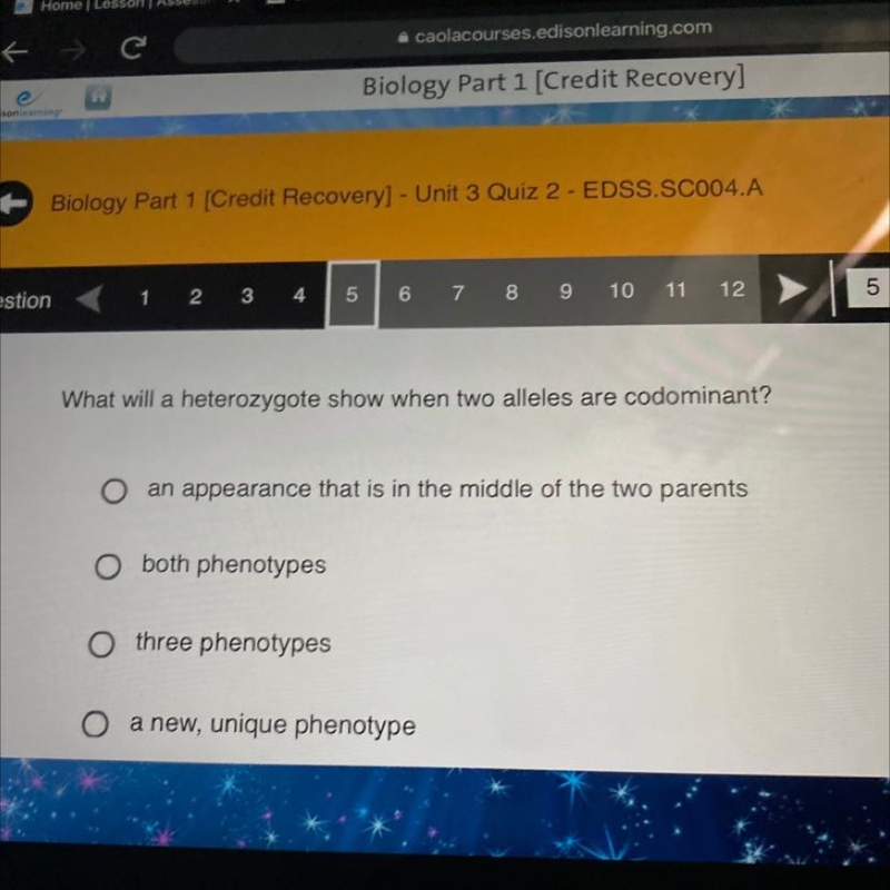 What will a heterozygote show when two alleles are codominant?-example-1