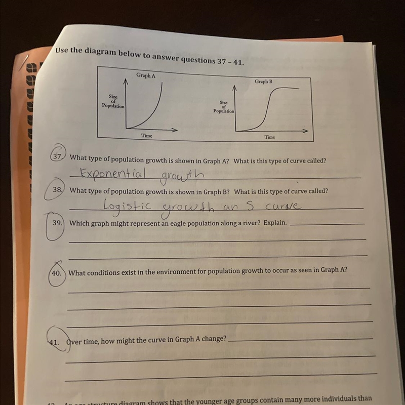 Which graph might represent an eagle population along a river? Explain-example-1