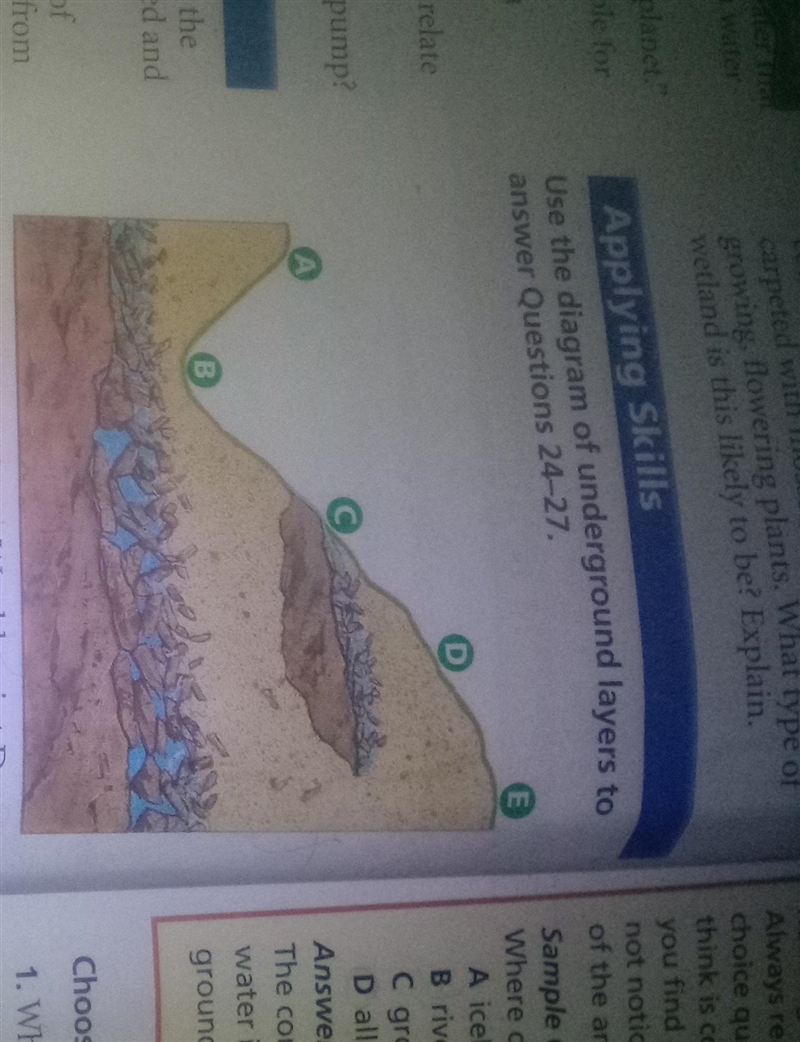 At which point is the water table closest to the surface? Explain. I need to get it-example-1