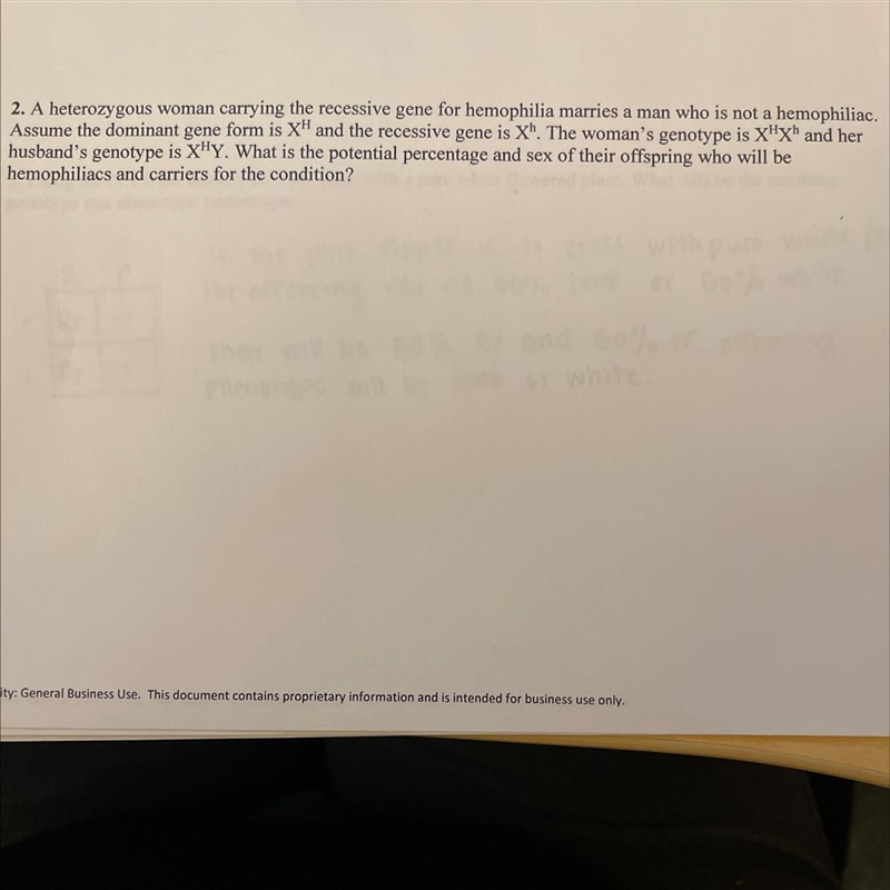 May I get help with explanation using punnets squares for number 2-example-1