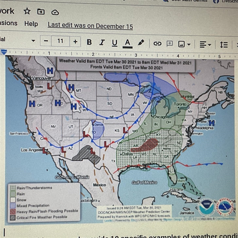 Analyze this map and provide 10 specific examples of weather conditions found in this-example-1