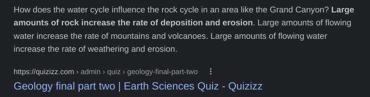 How does the water cycle influence the rock cycle in an area similar to the Grand-example-1