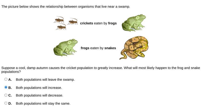 Suppose a cool, damp autumn causes the cricket population to greatly increase. What-example-1