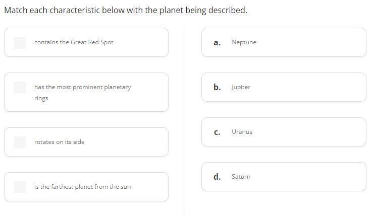 Match each characteristic below with the planet being described.-example-1