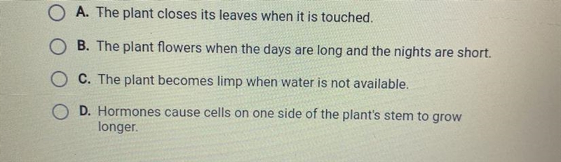 Please help Which statement best explains one way that a plant maintains homeostasis-example-1