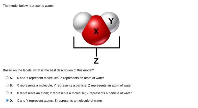 Can someone please help me on this question? The model below represents water. ~insert-example-1