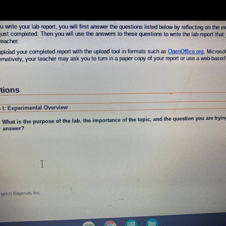 Section 1: Experimental Overview 1. What is the purpose of the lab, the importance-example-1