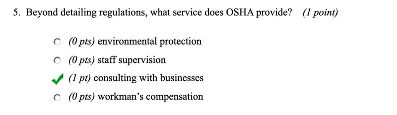 Beyond detailing regulations, what service does OSHA provide? environmental protection-example-1