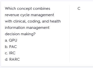 Which concept combines revenue cycle management with clinical, coding, and health-example-1