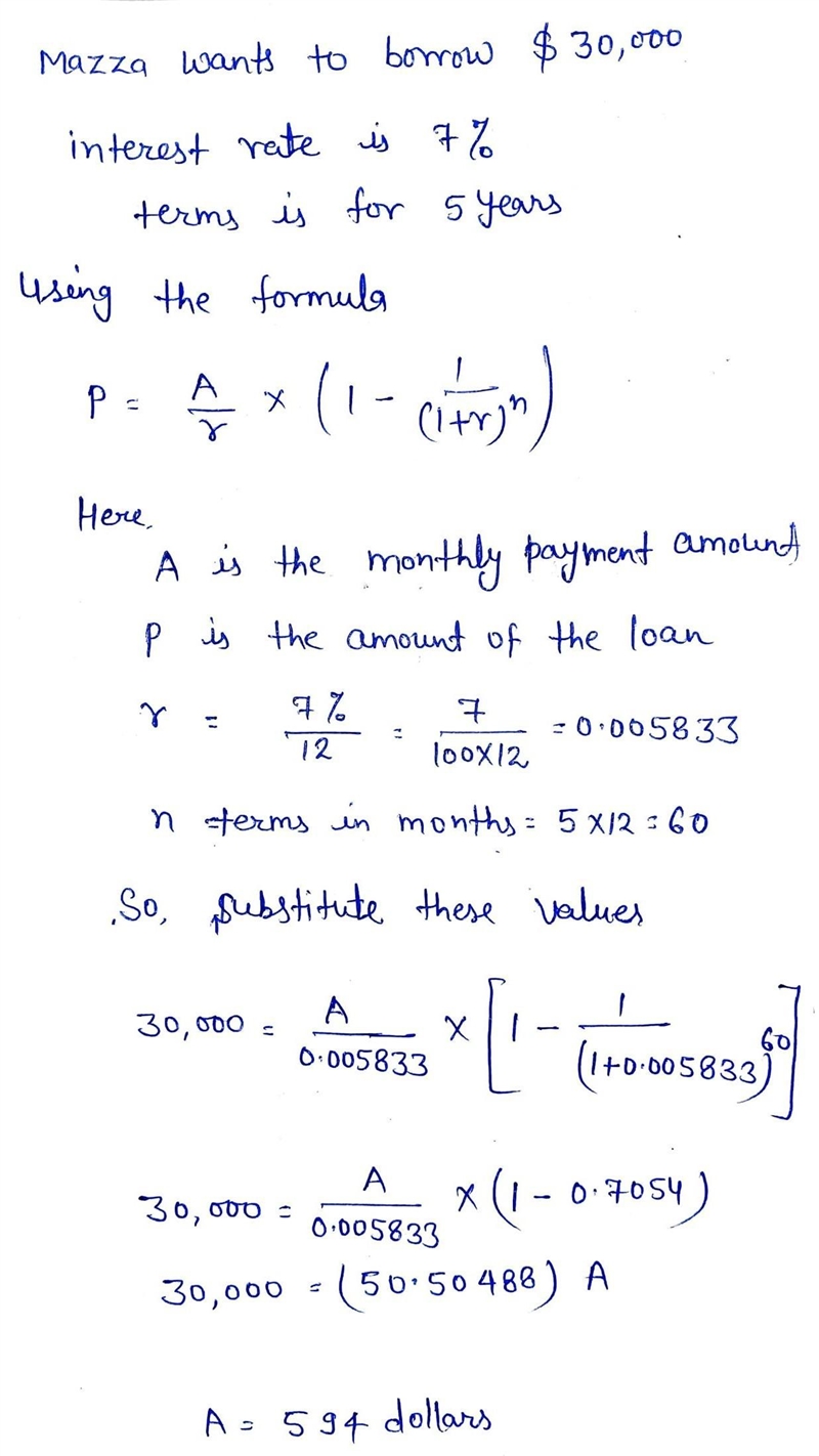 Perry Mazza wants to borrow $30,000 from the bank. The interest rate is 7% and the-example-1