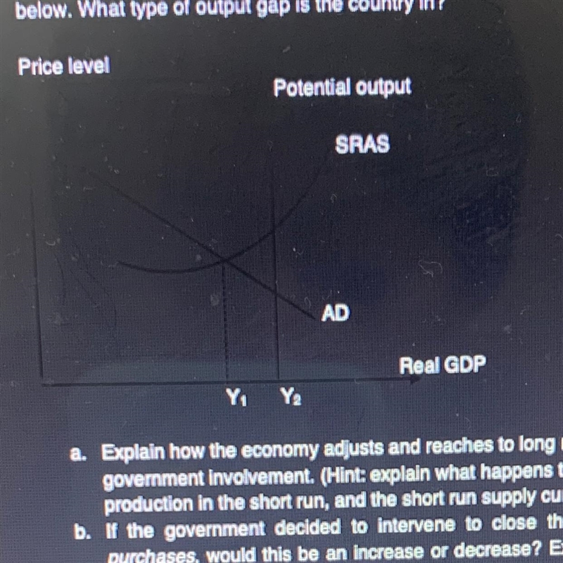 1. (25 points) Suppose that a county is producing at the output level Y₁, illustrated-example-1