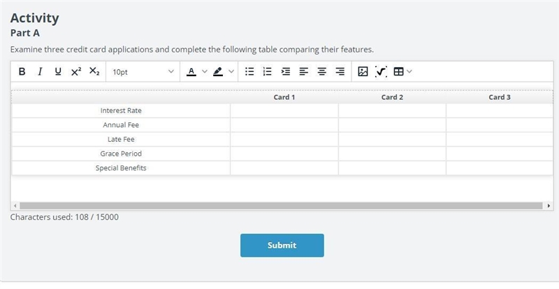 I'll just give you the points lol Examine three credit card applications and complete-example-1