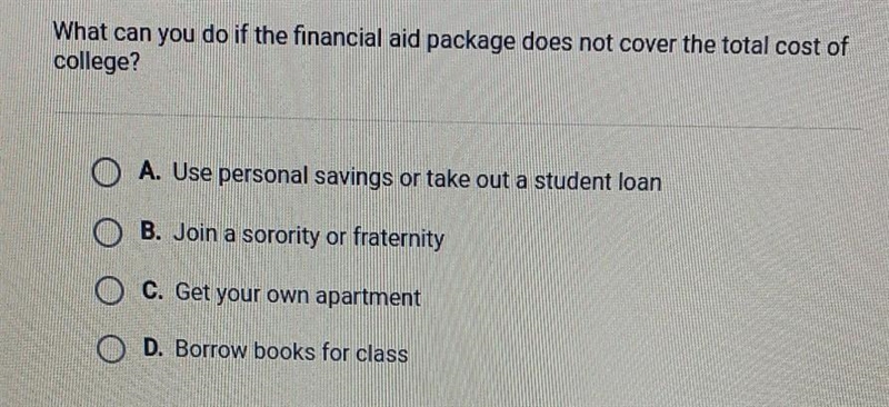 What can you do if the financial aid package does not cover the total cost of college-example-1