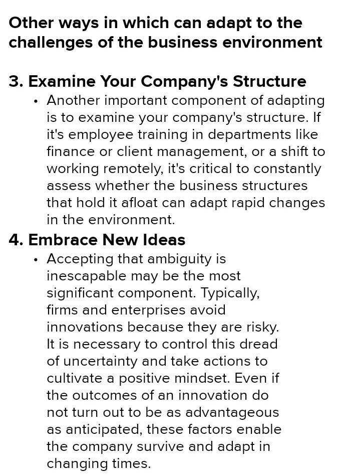 Two ways in which can adapt to the challenges of the business environment-example-1