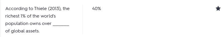 According to Thiele (2013), the richest 1% of the world's population owns over ___________ of-example-1