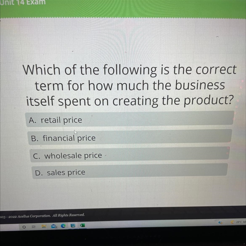 Which of the following is the correct term for how much the business itself spent-example-1