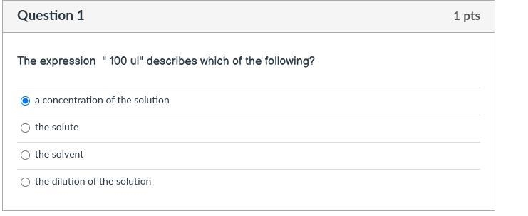 The expression " 100 ul" describes which of the following?-example-1