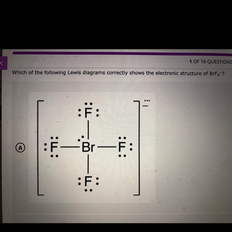 Which of the following Lewis diagrams correctly shows the electronic structure of-example-1