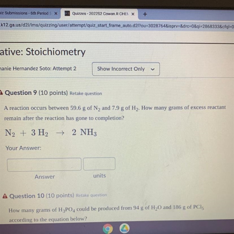 How many grams of H3PO4 could be produced from 94 g of H2O and 186 g of PCL5 according-example-1